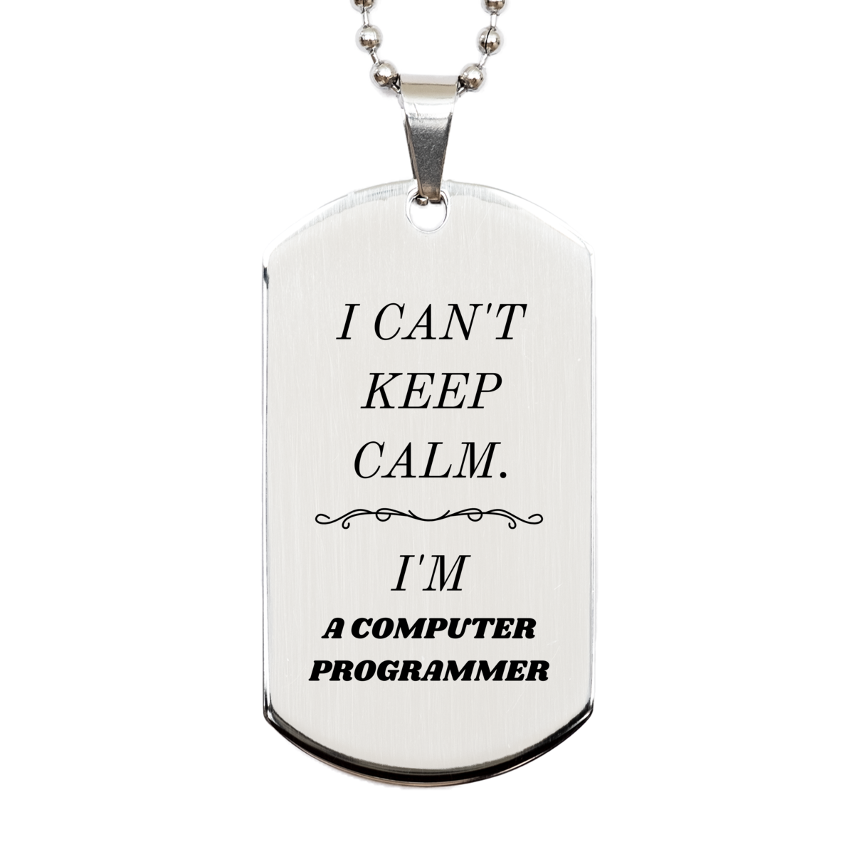 computer programmer inspirational engraved silver dog tag for birthday and graduation gifts