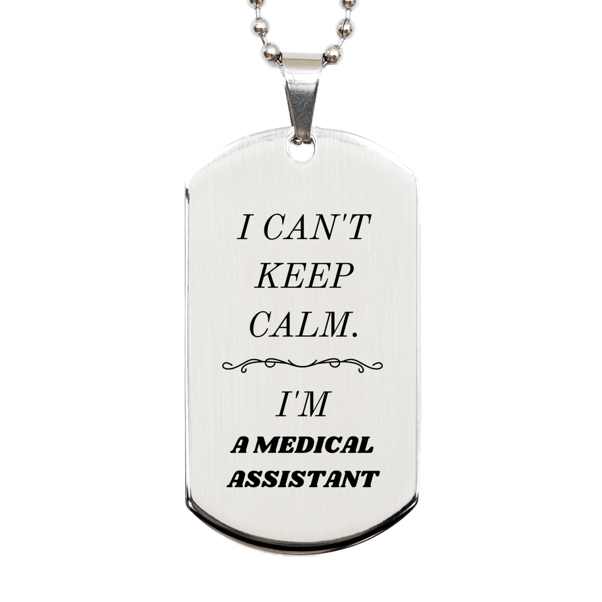 engraved silver dog tag for medical assistant i cant keep calm inspirational gift for graduation holidays and birthday