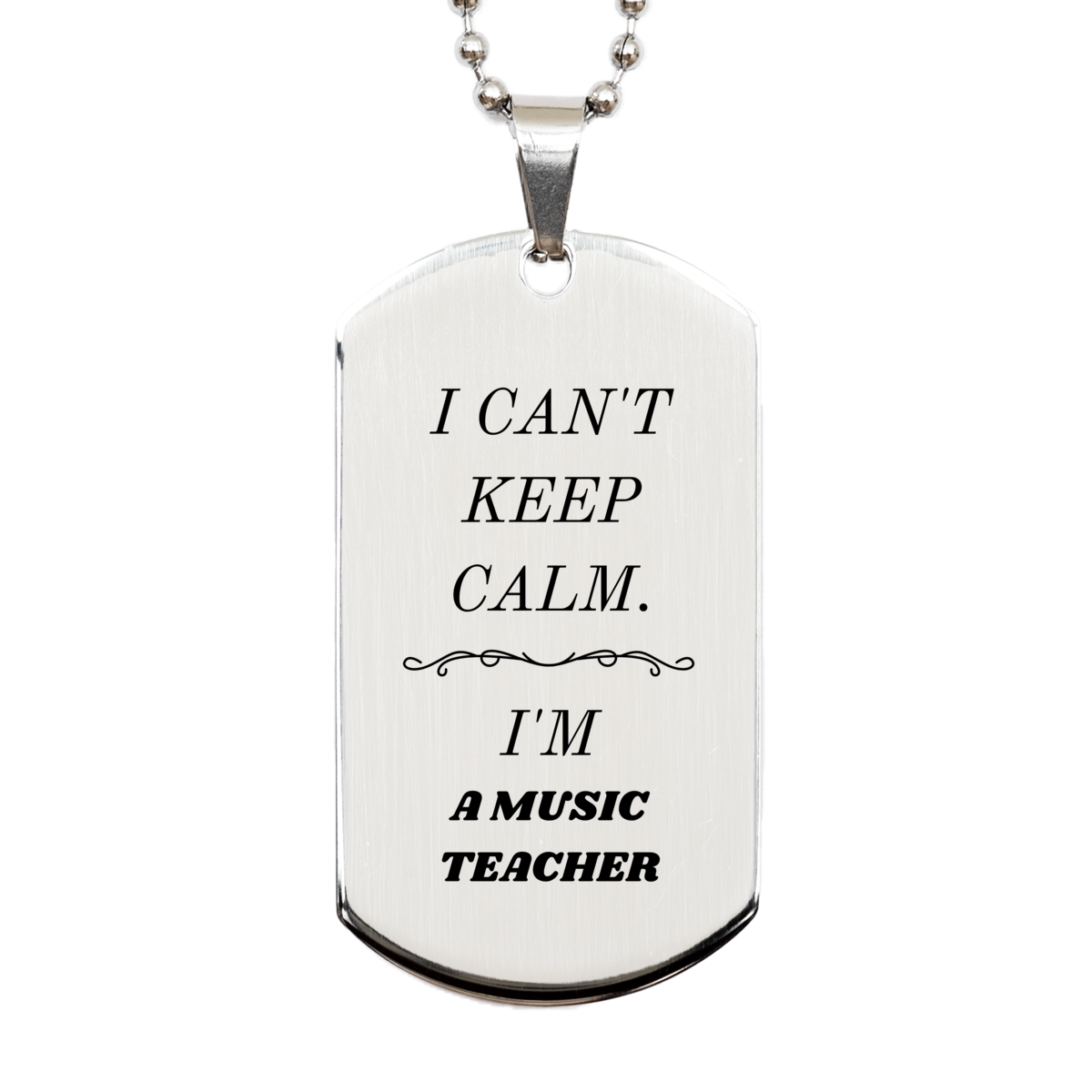 music teacher engraved silver dog tag i cant keep calm perfect gift for graduation birthday and christmas