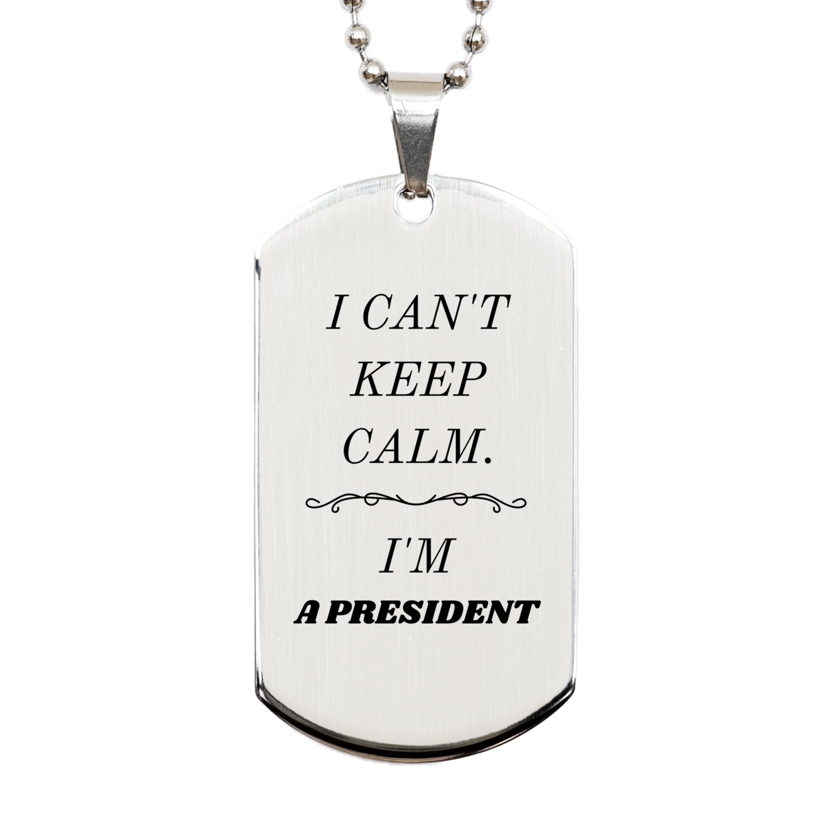 president engraved silver dog tag for confident men perfect graduation gift idea for veterans day and christmas
