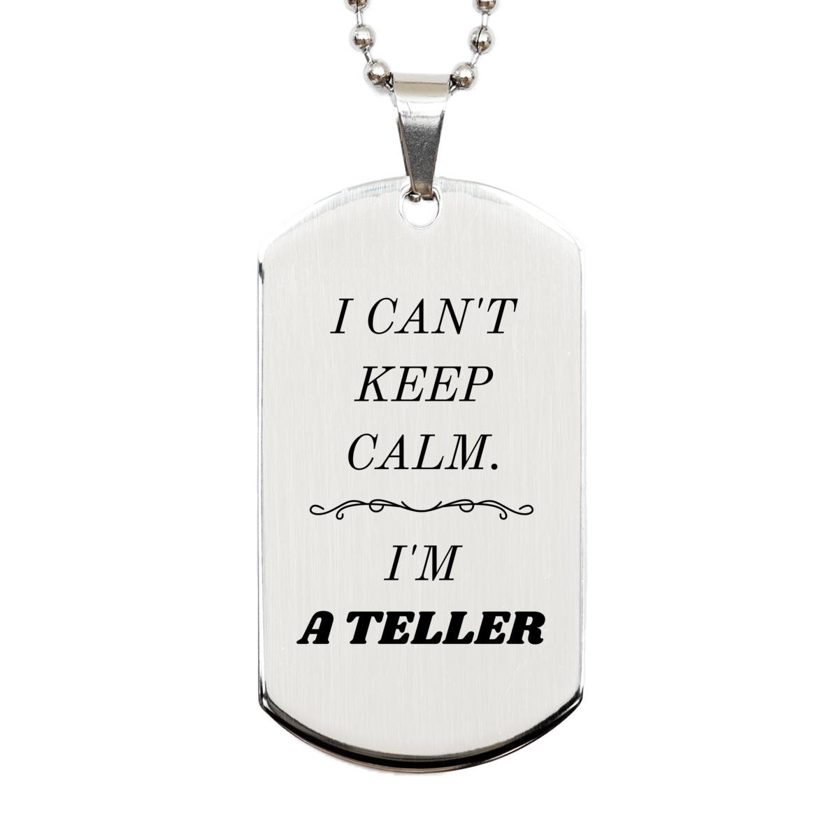 engraved teller silver dog tag i cant keep calm unique gift for birthday holidays and christmas inspirational confidence for teller fans