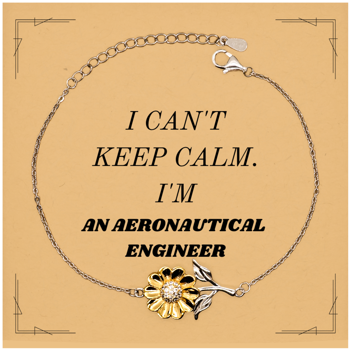 engraved sunflower aeronautical engineer bracelet i cant keep calm graduation gift for confidence and inspiration in aerospace industry