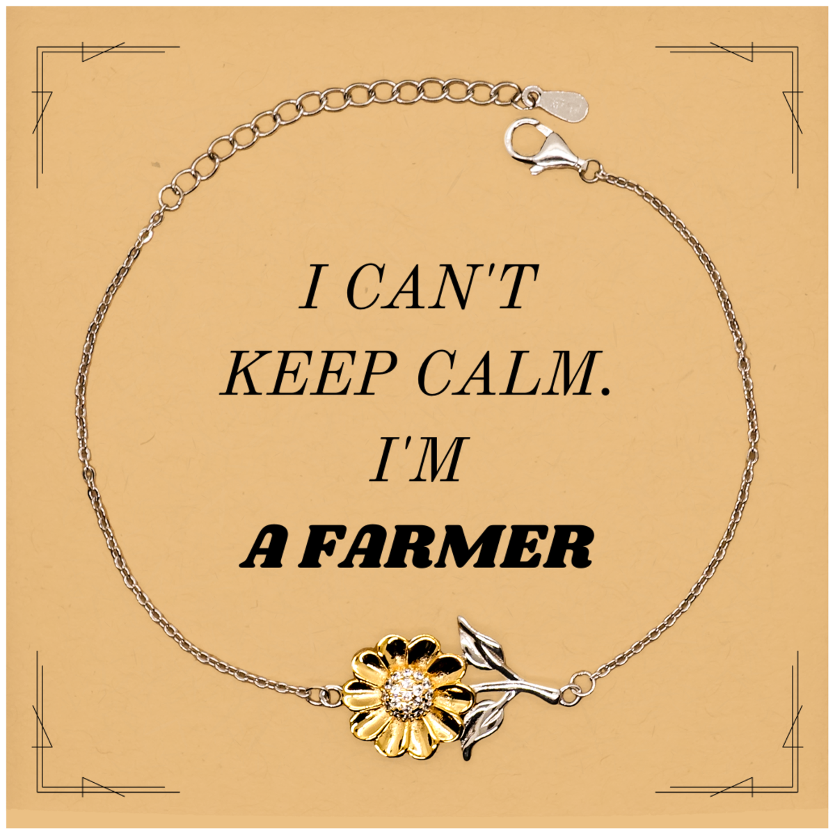 sunflower farmer bracelet i cant keep calm engraved confidence inspirational gift for birthday christmas holidays unique farmer jewelry accessory