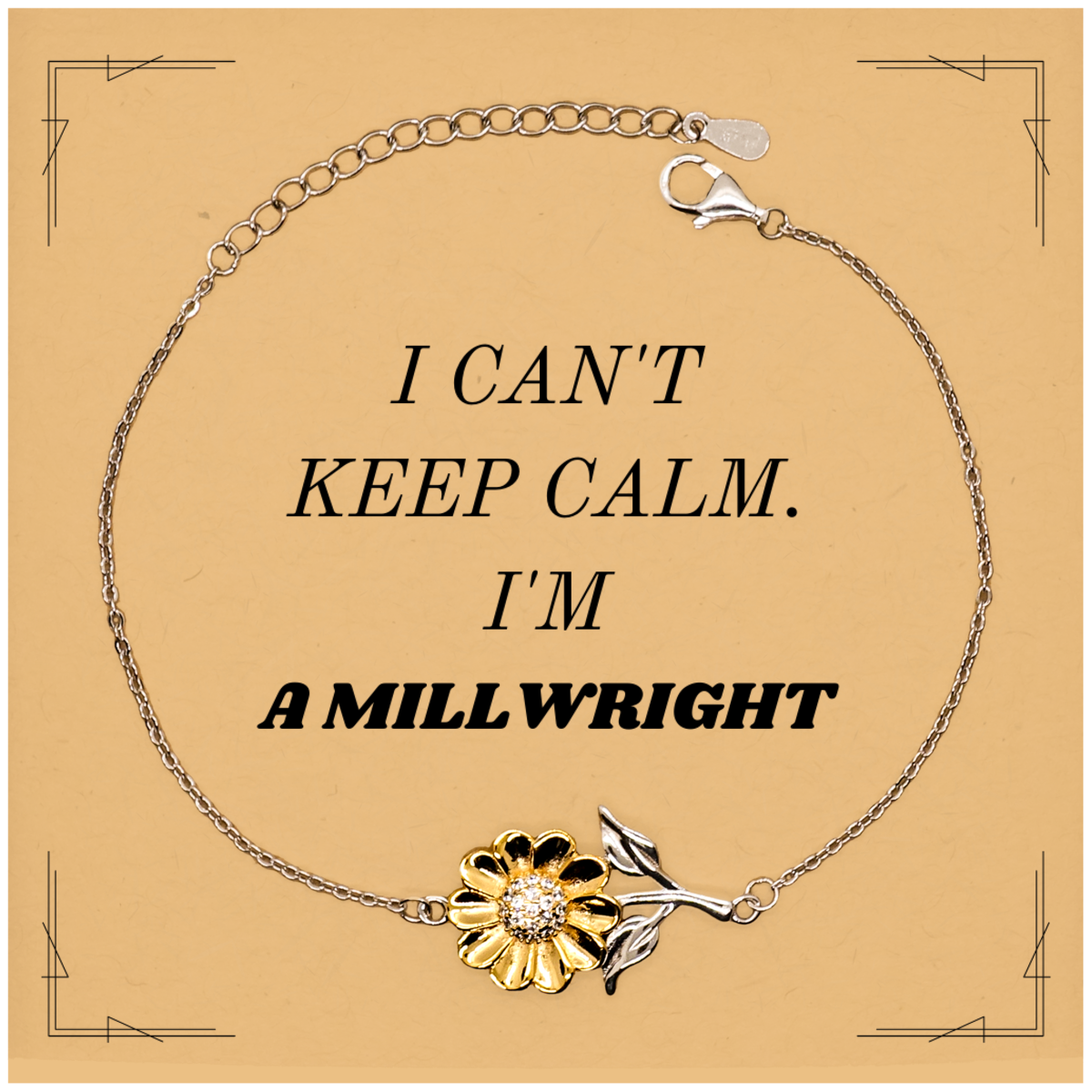 Millwright Engraved Sunflower Bracelet - Confidence Gift for Him, Her, Birthday, Christmas, Veterans Day - I Cant Keep Calm
