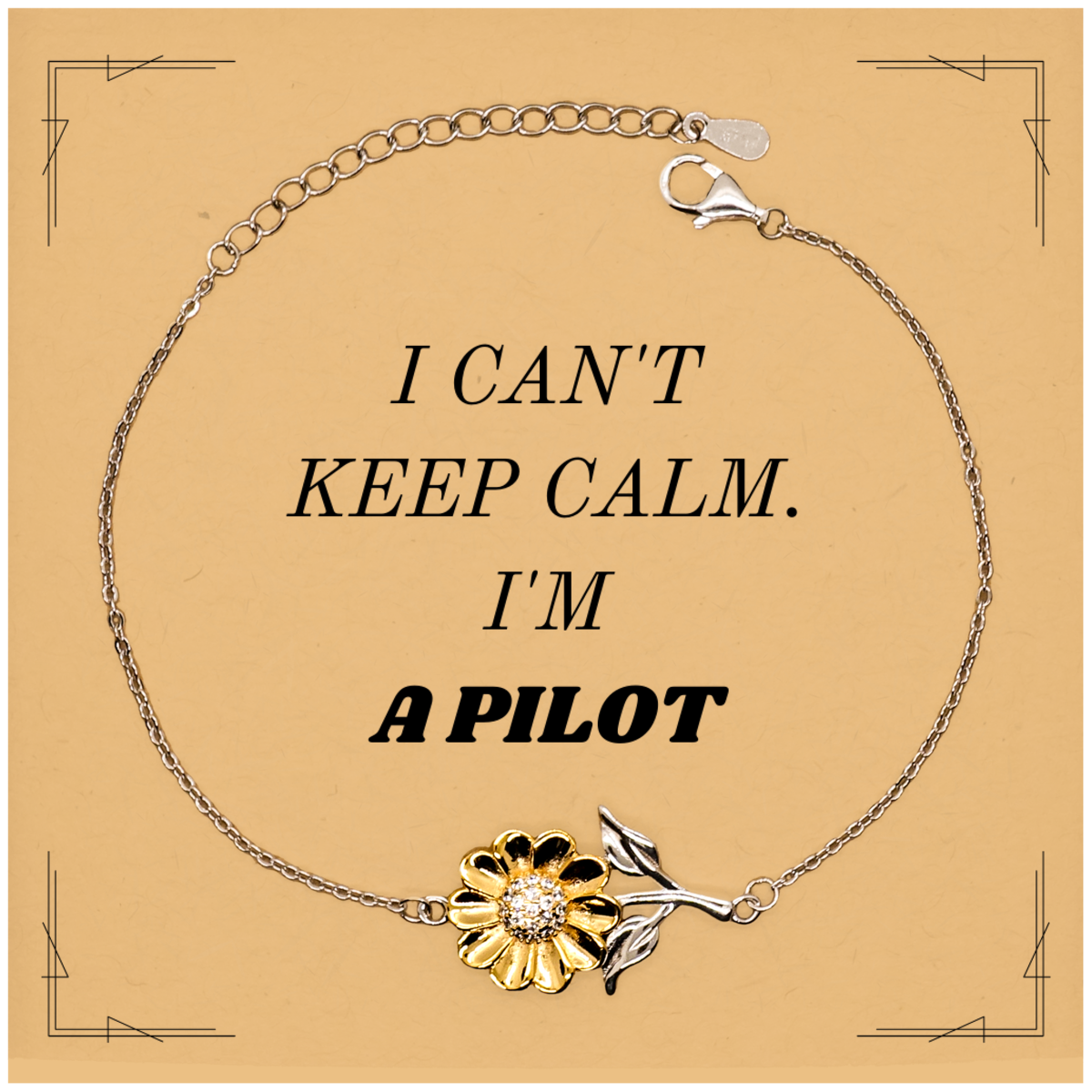 Pilot Sunflower Bracelet - I Cant Keep Calm, Unique Gift for Aviators, Confidence and Hope for Graduation and Christmas