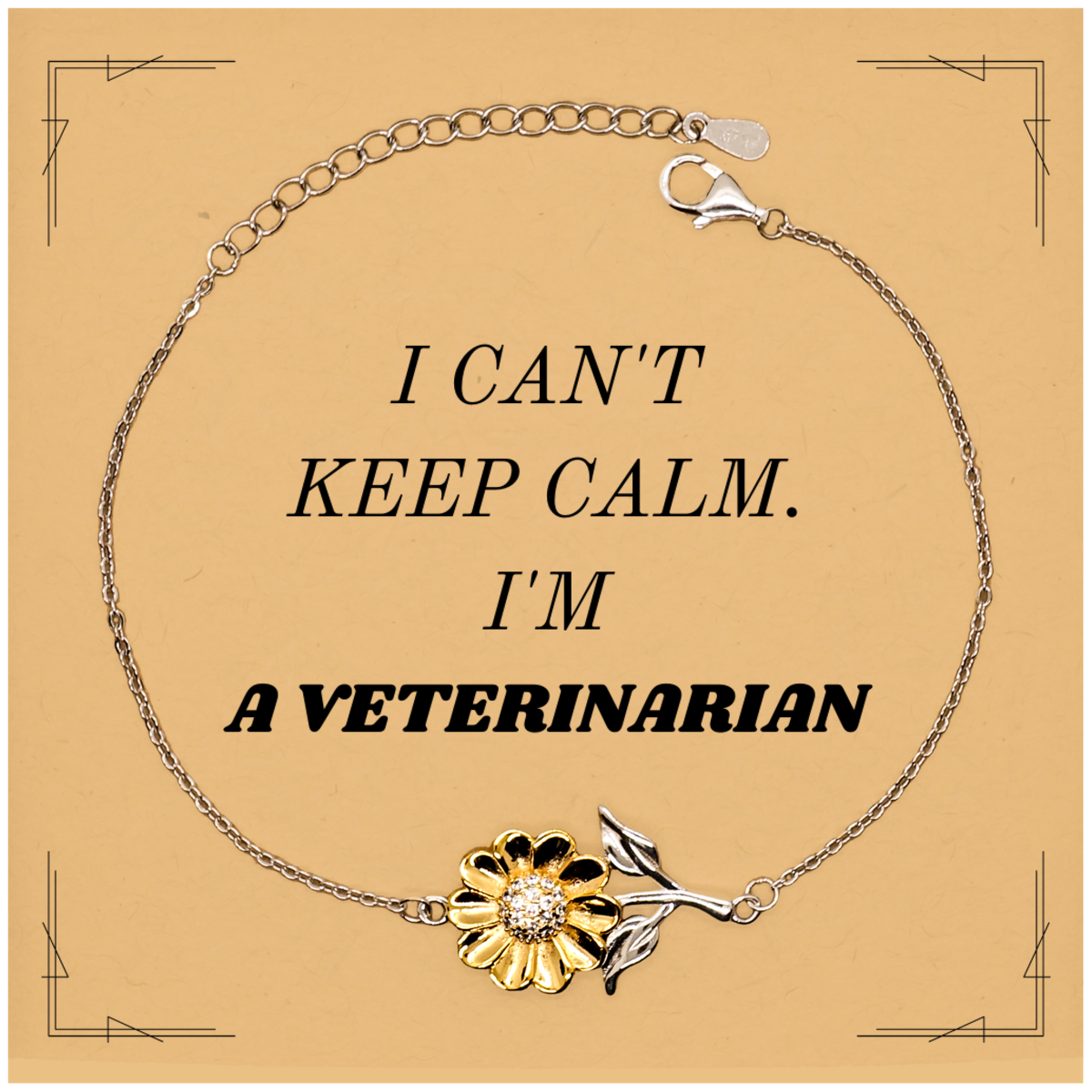 Unique Sunflower Bracelet for Veterinarian - I Cant Keep Calm, Im a Animal Doctor - Inspirational Gift for Graduation, Birthday, Christmas, Hope and Confidence