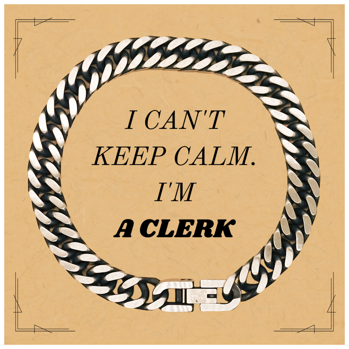 Cuban Link Chain Bracelet for Clerks - I Cant Keep Calm, Im a Clerk - Inspirational Jewelry for Work and Office Attire Suitable for Birthdays, Holidays, and Graduation