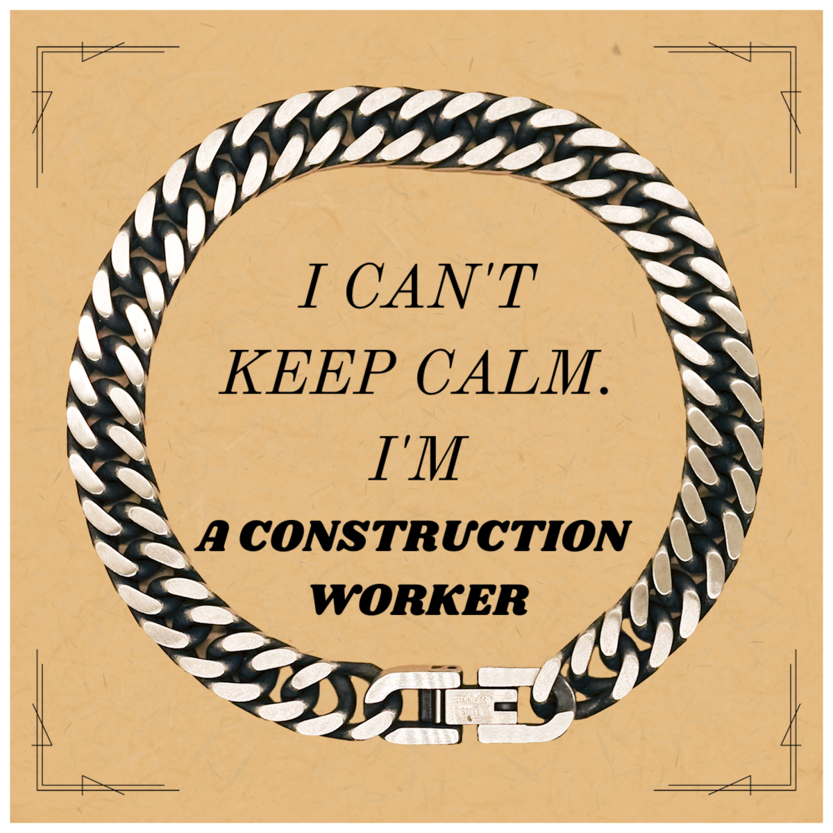 Construction Worker Cuban Link Chain Bracelet I Cant Keep Calm Inspirational Jewelry Gift for Holidays and Graduation