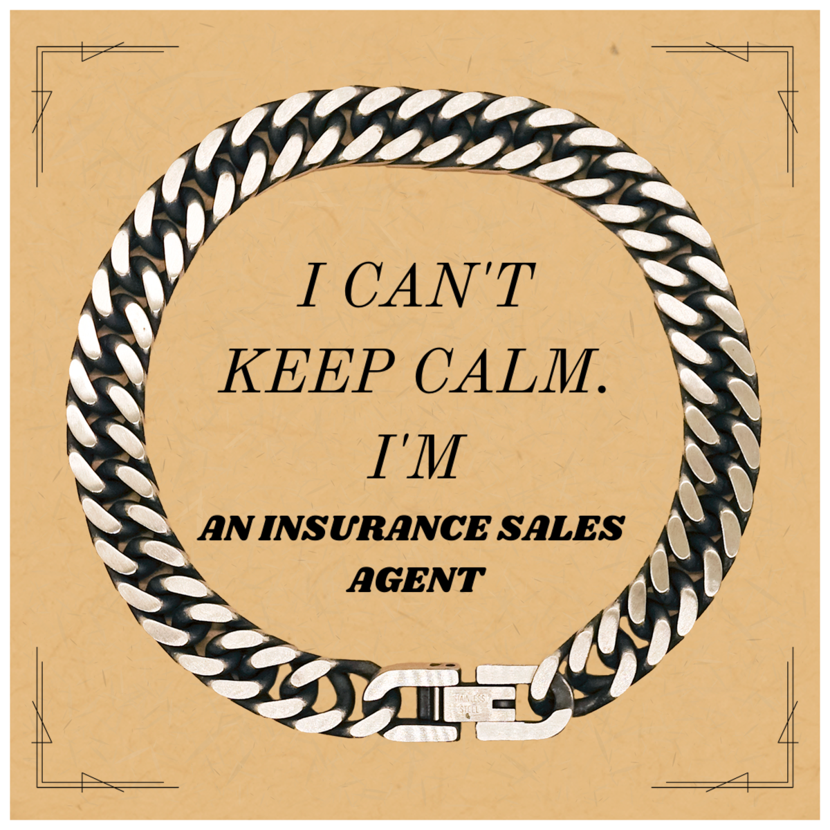 Insurance Sales Agent Cuban Link Chain Bracelet - I Cant Keep Calm, Insurance Sales Agent - Confidence-Boosting Jewelry for Insurance Sales Agent Graduates and Professionals