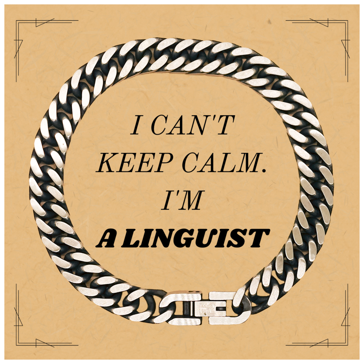 Pulsera de eslabones cubanos de lingüista: "No puedo mantener la calma", regalo perfecto para entusiastas de los idiomas, cumpleaños, Navidad, graduación