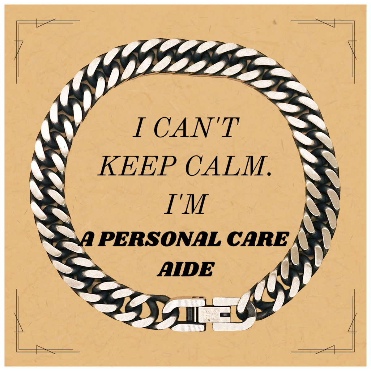Cuban Link Chain Bracelet for Personal Care Aide - I cant keep calm! - Unique Gift for Holidays and Birthdays