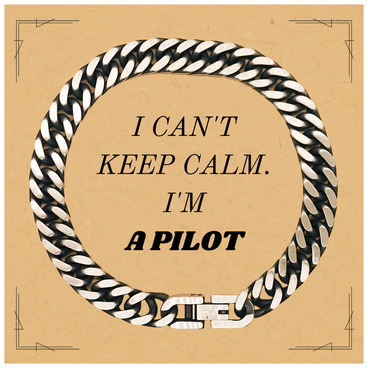 Unique Engraved Cuban Link Chain Bracelet for Pilot I Cant Keep Calm - Confidence Boosting Gift for Aviation Enthusiasts on Birthday, Graduation, or Christmas!