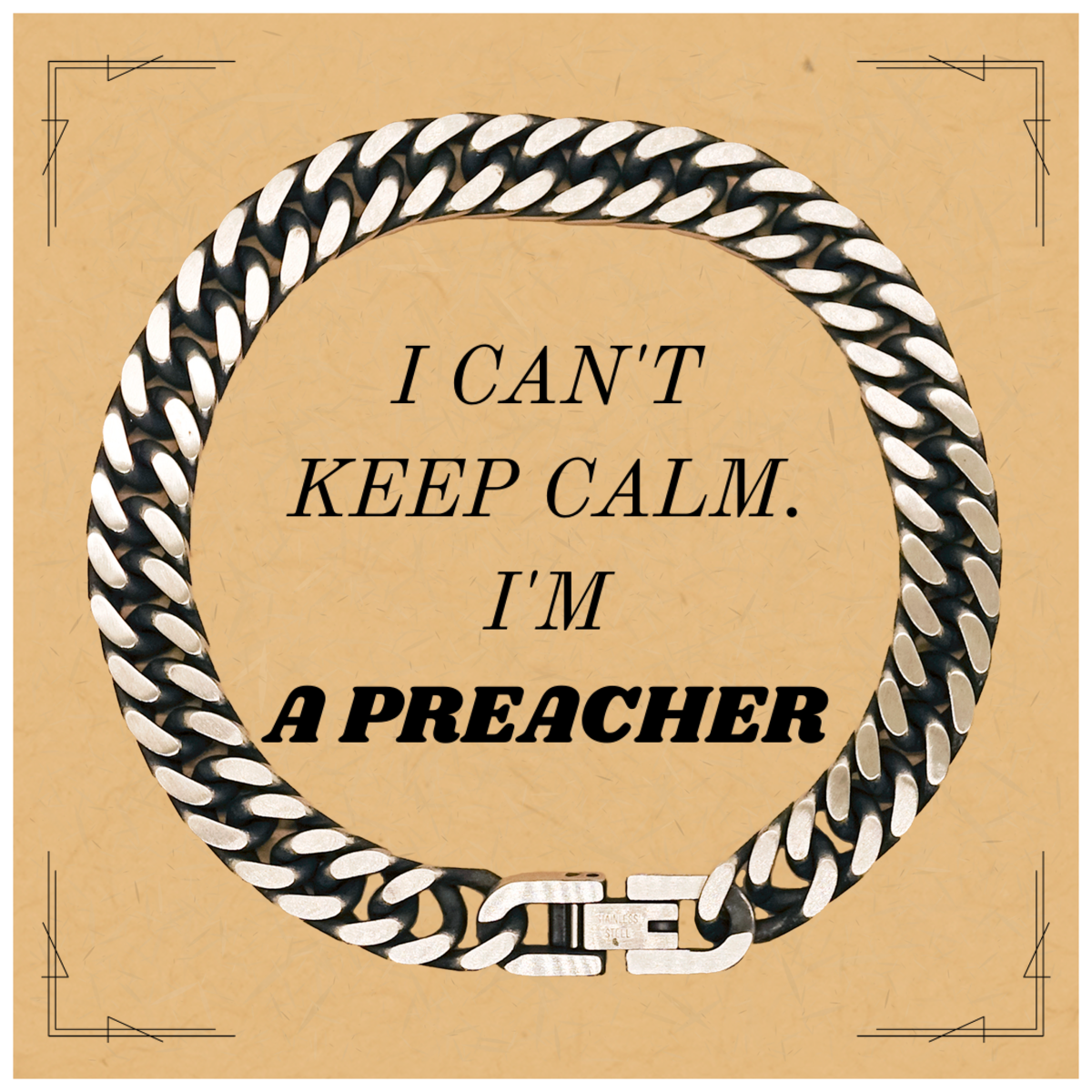 Preacher Engraved Cuban Link Chain Bracelet for Men - Confidence and Hope Jewelry Gift for Christmas, Graduation, and Veterans Day