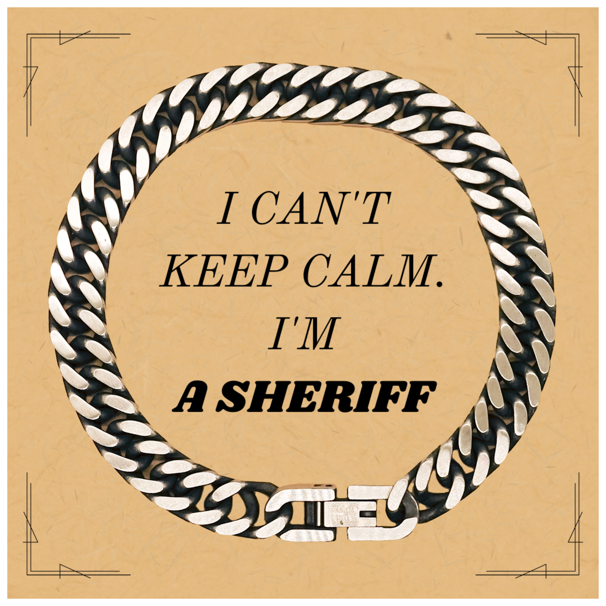 Engraved Cuban Link Chain Bracelet for Sheriff - I Cant Keep Calm, Im Sheriff - Unique Gift for Law Enforcement, Birthday, Christmas, Confidence-Boosting Jewelry