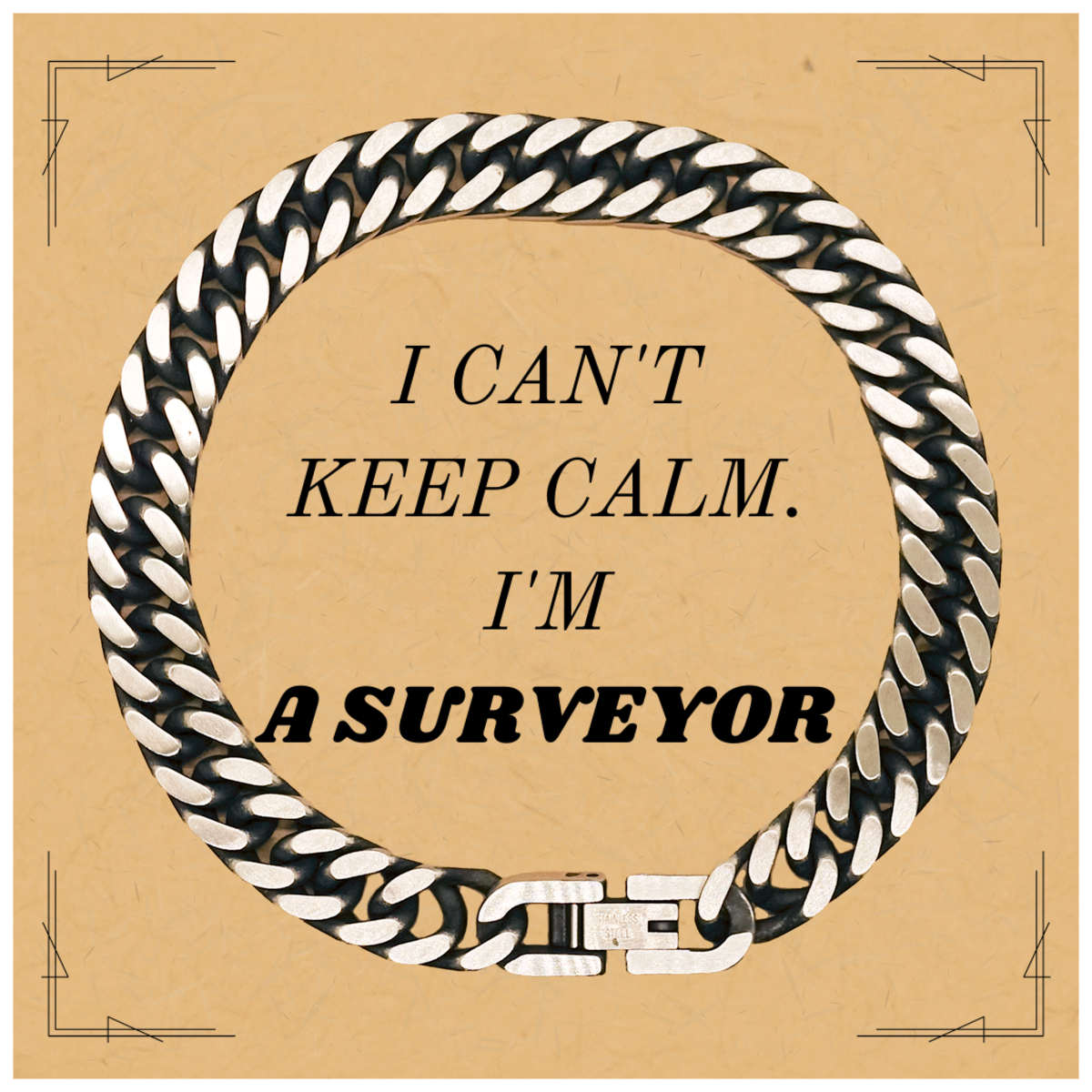 Unique Cuban Link Chain Bracelet for Surveyors - I cant keep calm Gift for Graduation, Christmas, Birthday - Confidence and Style in One Piece
