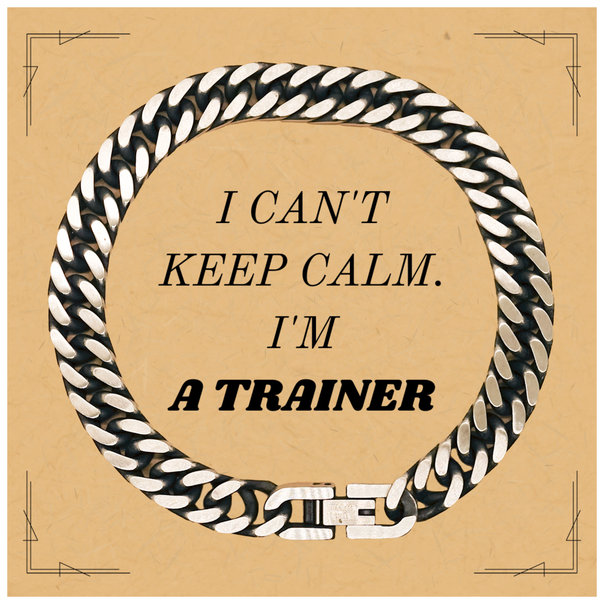 Trainer Engraved Cuban Link Chain Bracelet - Perfect Gift for Birthday, Christmas, Graduation - I cant keep calm