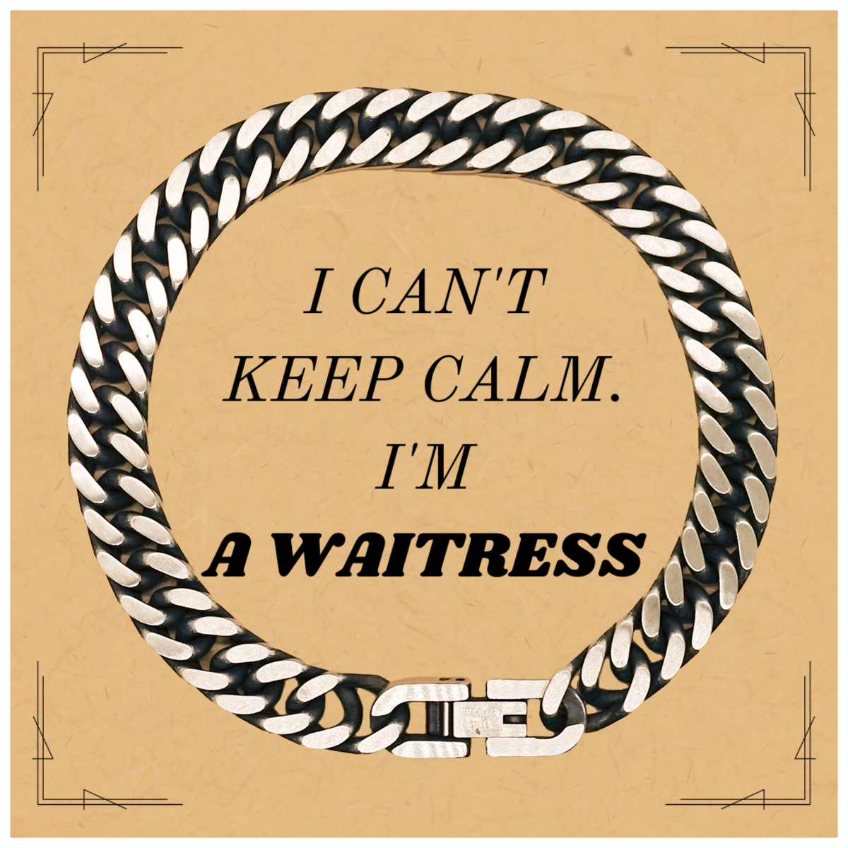 Waitress Engraved Cuban Link Chain Bracelet - Unique Gift for Her, Birthday, Christmas, Confidence and Hope Filled Jewelry for Waitress