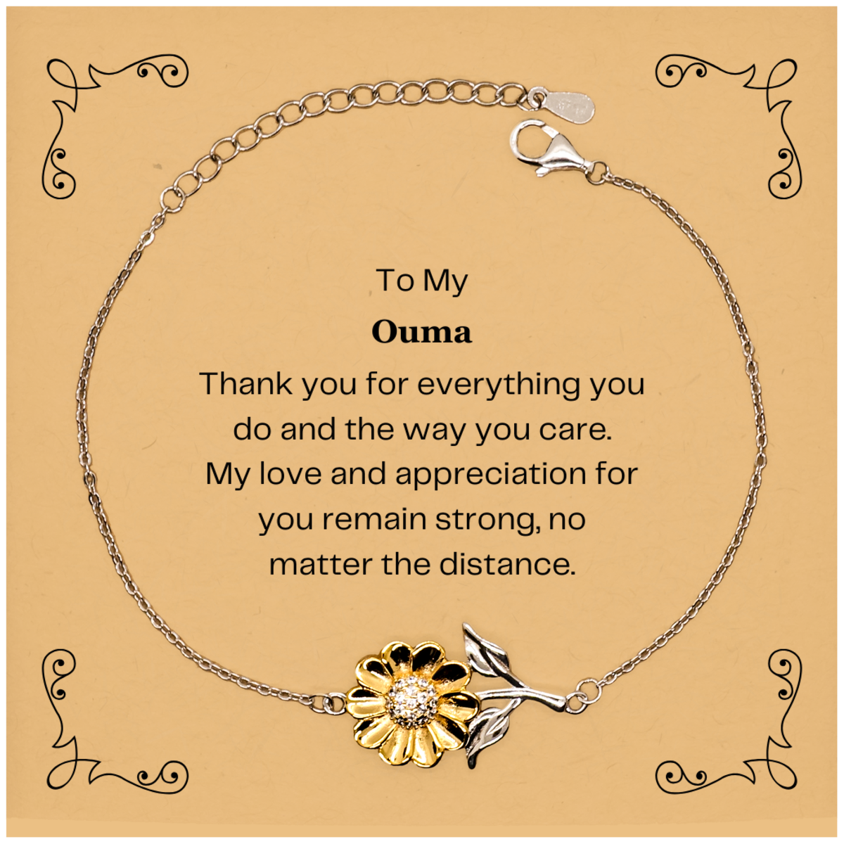 Ouma Sunflower Bracelet - A Token of Love and Gratitude for Grandma - Engraved Appreciation Jewelry for Birthday, Christmas, and Holidays