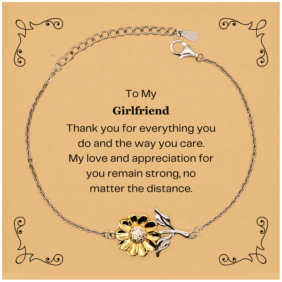 Pulsera de girasol, regalo para novia, gracias por todo, amor grabado y aprecio por su cumpleaños, joyería navideña