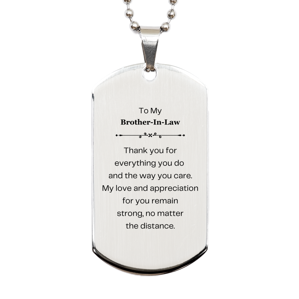 engraved silver dog tag for brother in law my love and appreciation remain strong birthday and christmas gift idea