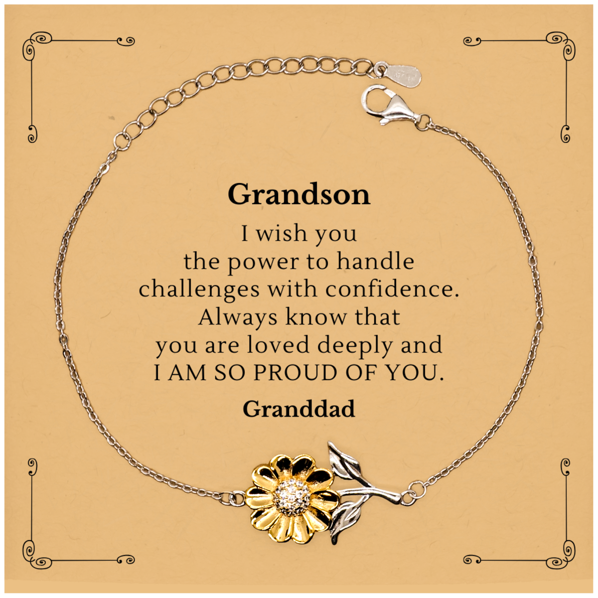 Grandson Bracelet Engraved with Confidence and Love from Granddad - Perfect Gift for Birthday, Christmas, Graduation