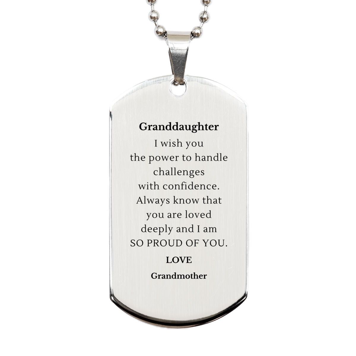 granddaughter engraved silver dog tag unique gift for granddaughter inspirational quote jewelry for birthday christmas graduation confidence and love