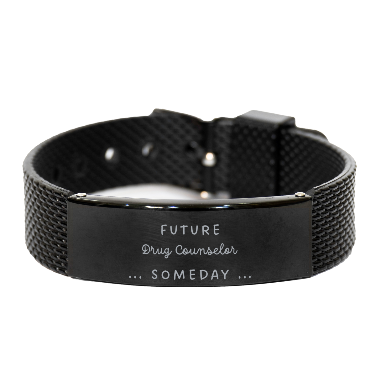 drug counselor black shark mesh bracelet - future hope engraved inspirational jewelry for graduation, christmas, and veterans day