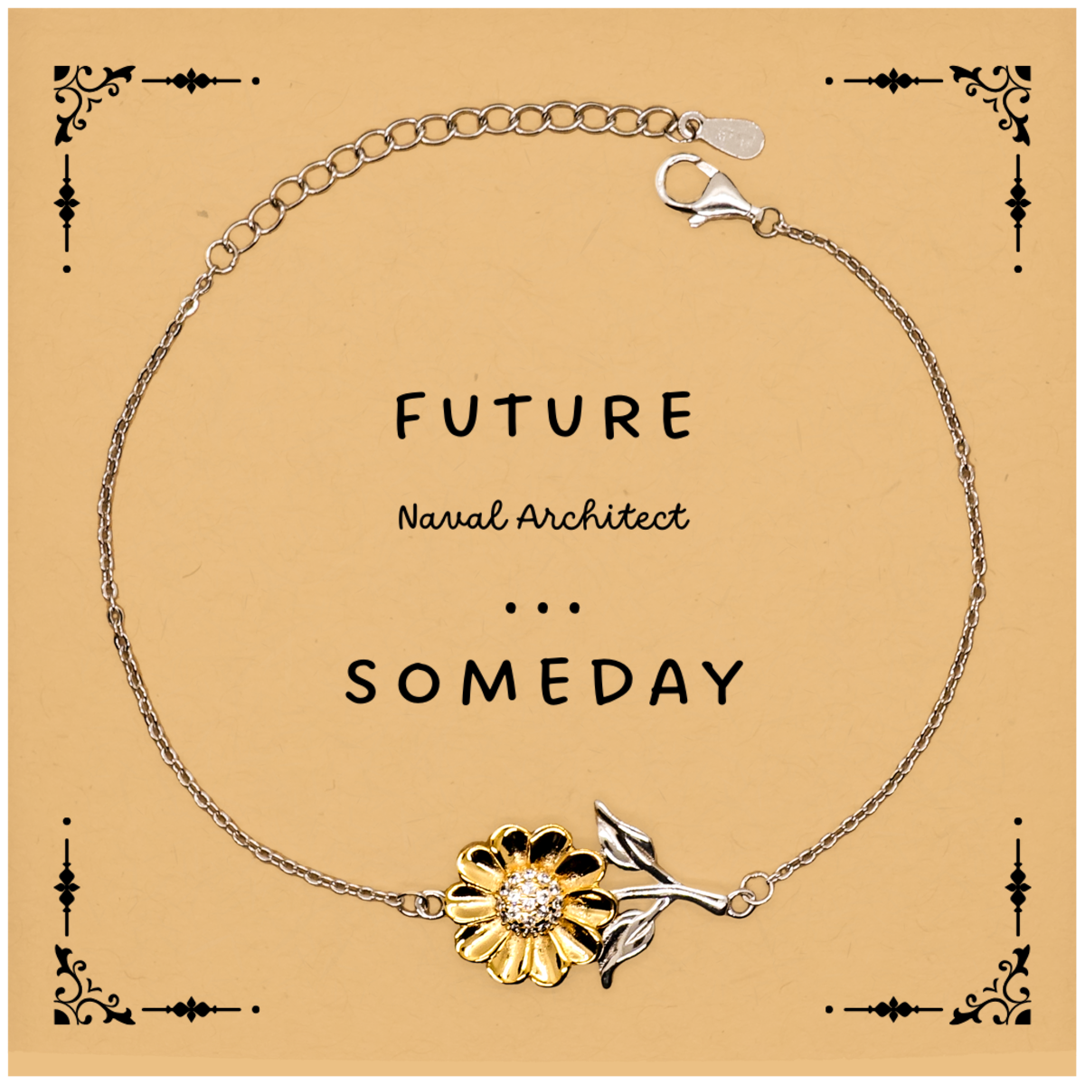 Naval Architect Sunflower Bracelet - Inspirational Future Confidence Gift for Christmas, Graduation, and Birthday