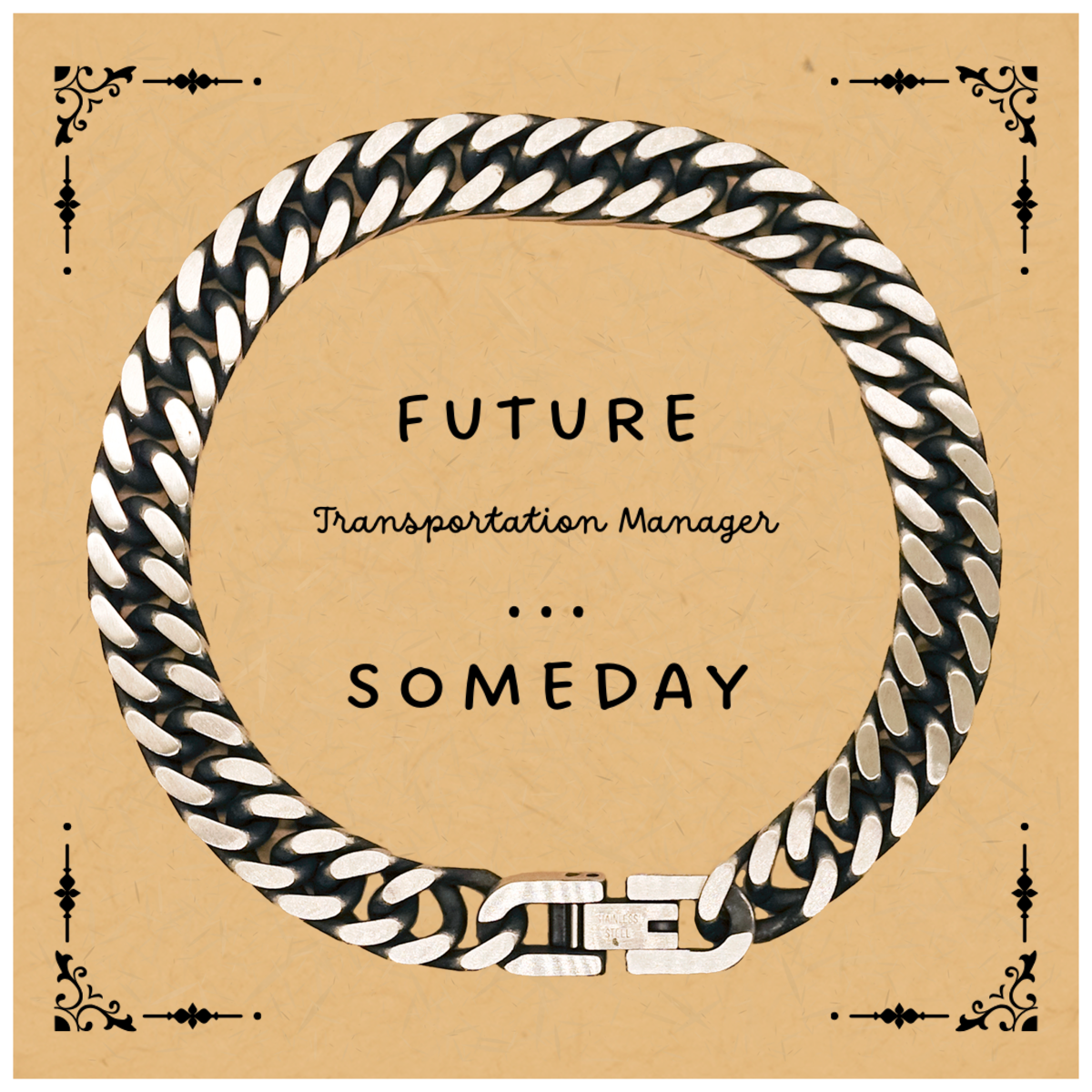Transportation Manager Engraved Cuban Link Chain Bracelet - Future Confidence Inspirational Gift for Graduation, Birthday, and Holidays