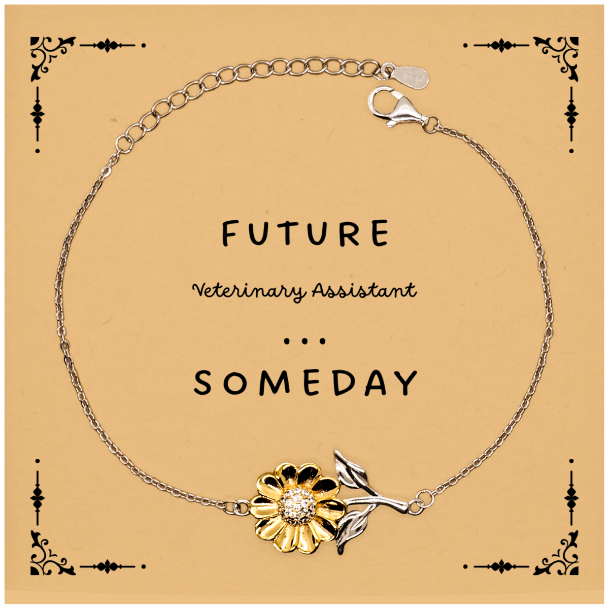 Veterinary Assistant Sunflower Bracelet - Future Veterinary Assistant Inspirational Gift for Graduations and Holidays