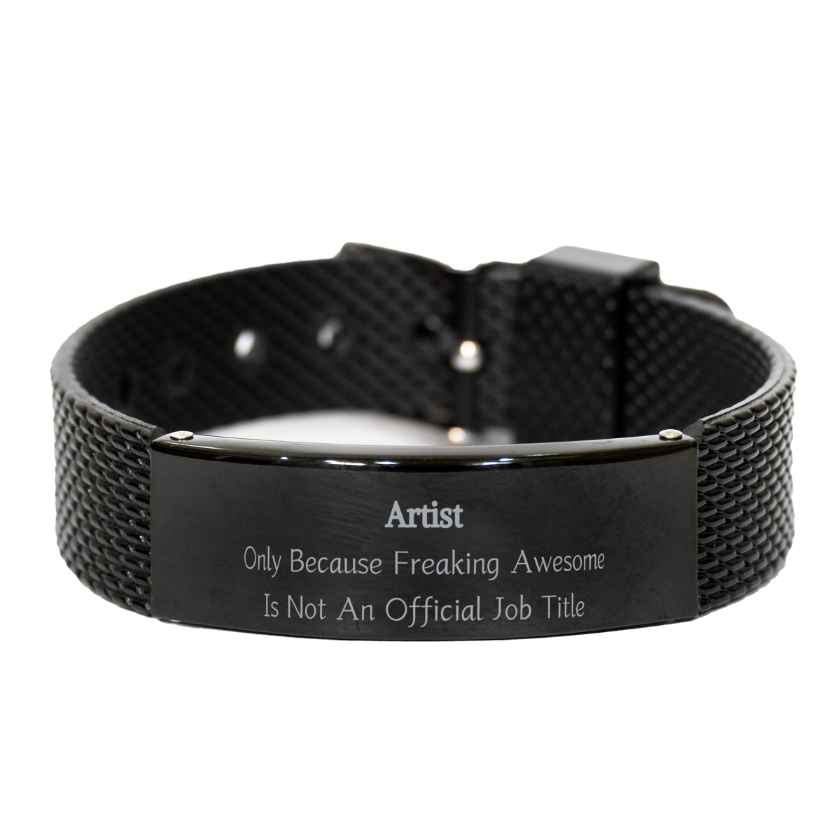 artist black shark mesh bracelet - inspirational jewelry for creative souls at christmas gifts for artists and graduation presents - because freaking awesome is not an official job title