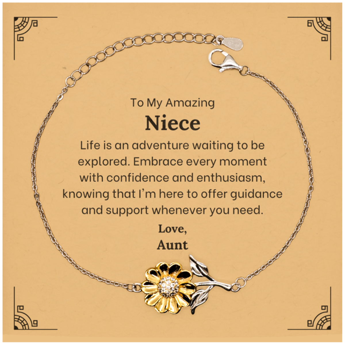 to my amazing niece supporting sunflower bracelet life is an adventure waiting to be explored birthday unique gifts for niece from aunt
