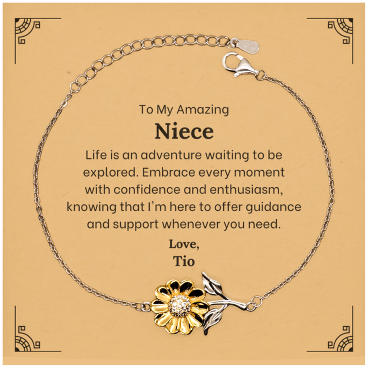 to my amazing niece supporting sunflower bracelet life is an adventure waiting to be explored birthday unique gifts for niece from tio