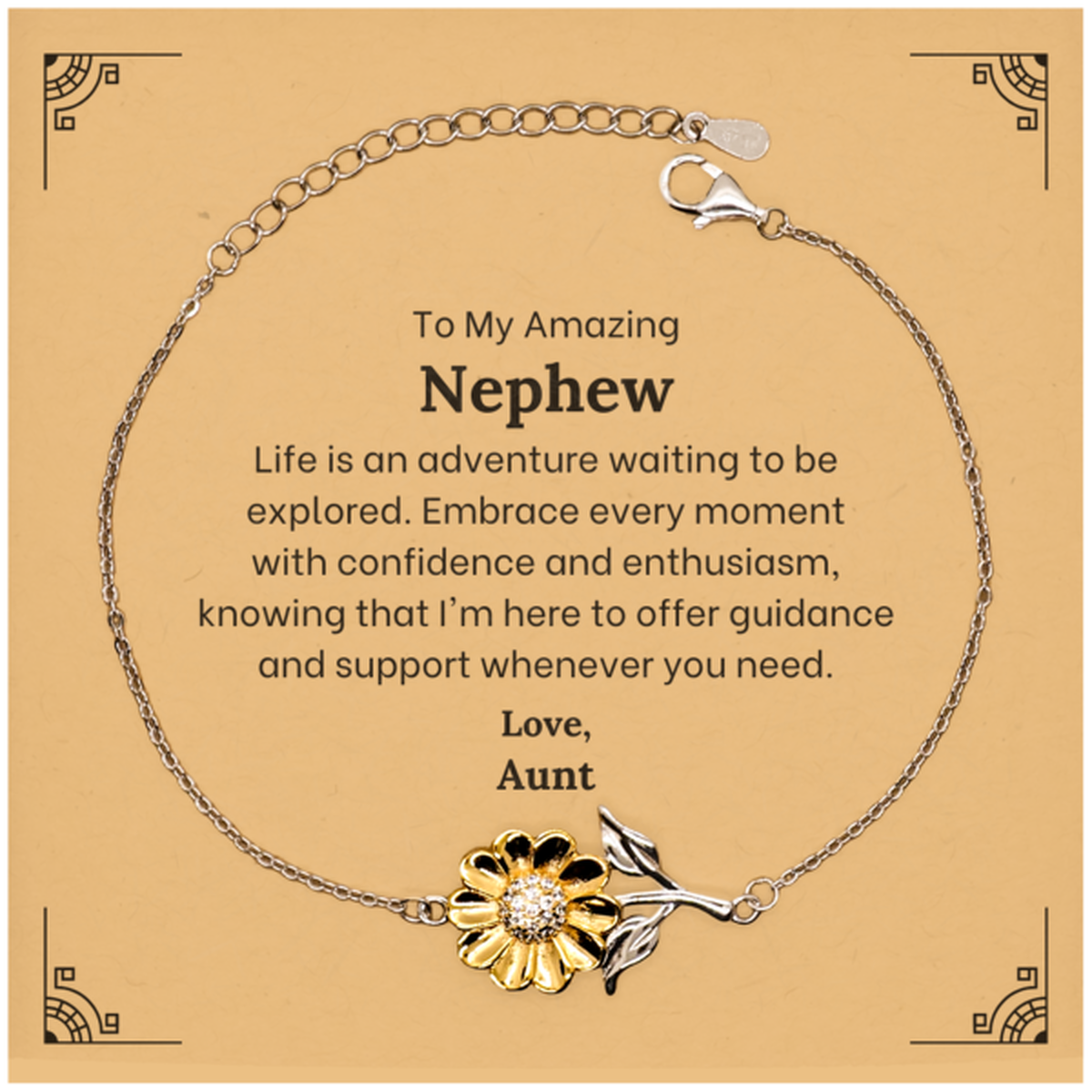 to my amazing nephew supporting sunflower bracelet life is an adventure waiting to be explored birthday unique gifts for nephew from aunt