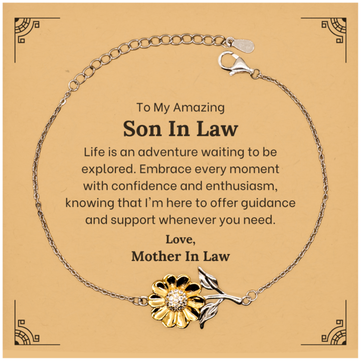 to my amazing son in law supporting sunflower bracelet life is an adventure waiting to be explored birthday unique gifts for son in law from mother in law