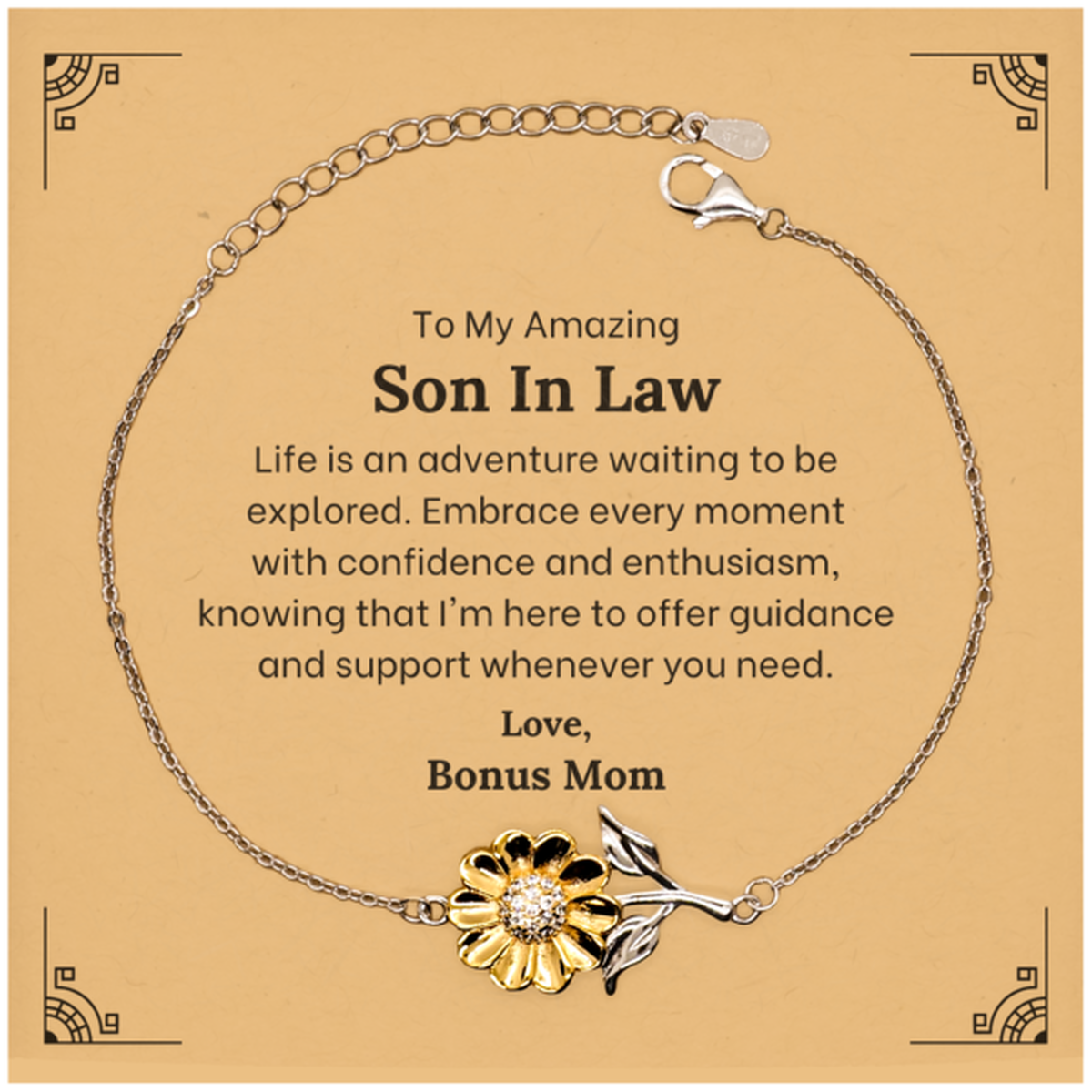 to my amazing son in law supporting sunflower bracelet life is an adventure waiting to be explored birthday unique gifts for son in law from bonus mom