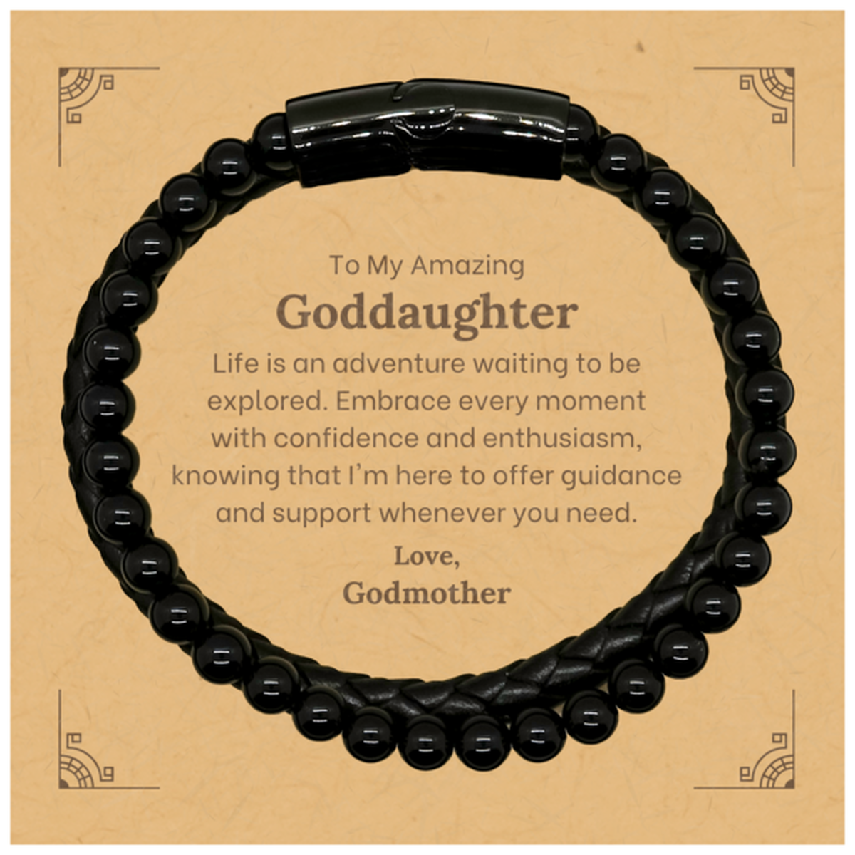 to my amazing goddaughter supporting stone leather bracelets life is an adventure waiting to be explored birthday unique gifts for goddaughter from godmother