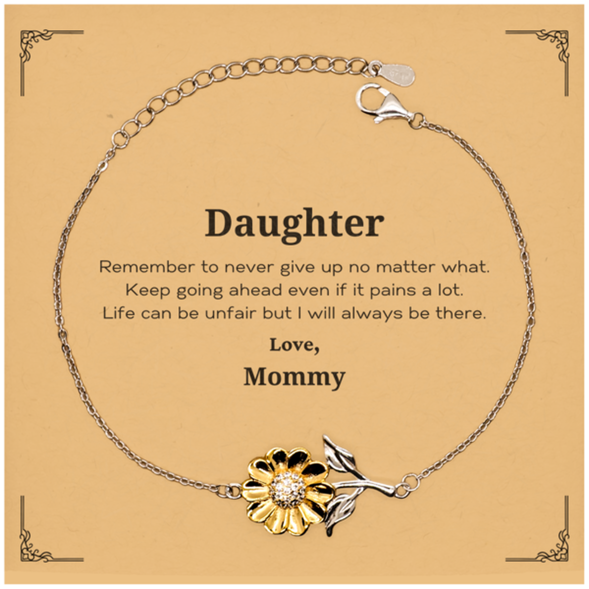 Sterling silver sunflower bracelet, gold plated motivational gift for daughter.