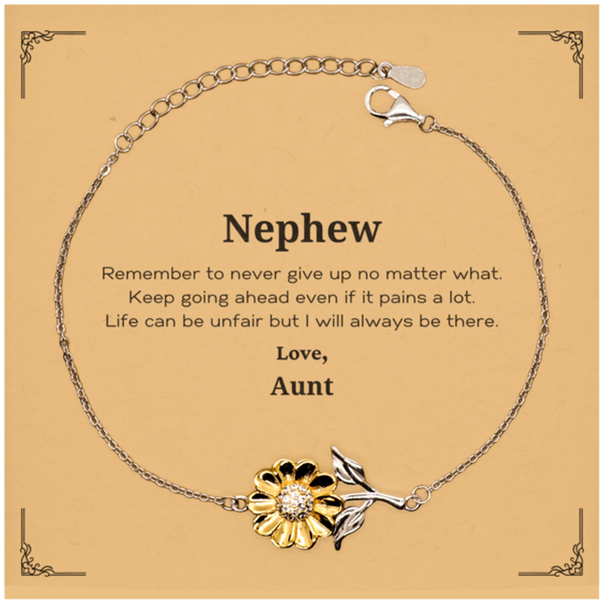 Sterling silver sunflower bracelet with 18k gold plating - Perfect nephew gift.