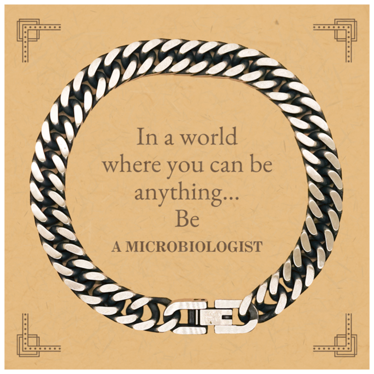 gifts for microbiologist in a world where you can be anything appreciation birthday cuban link chain bracelet for men women friends coworkers