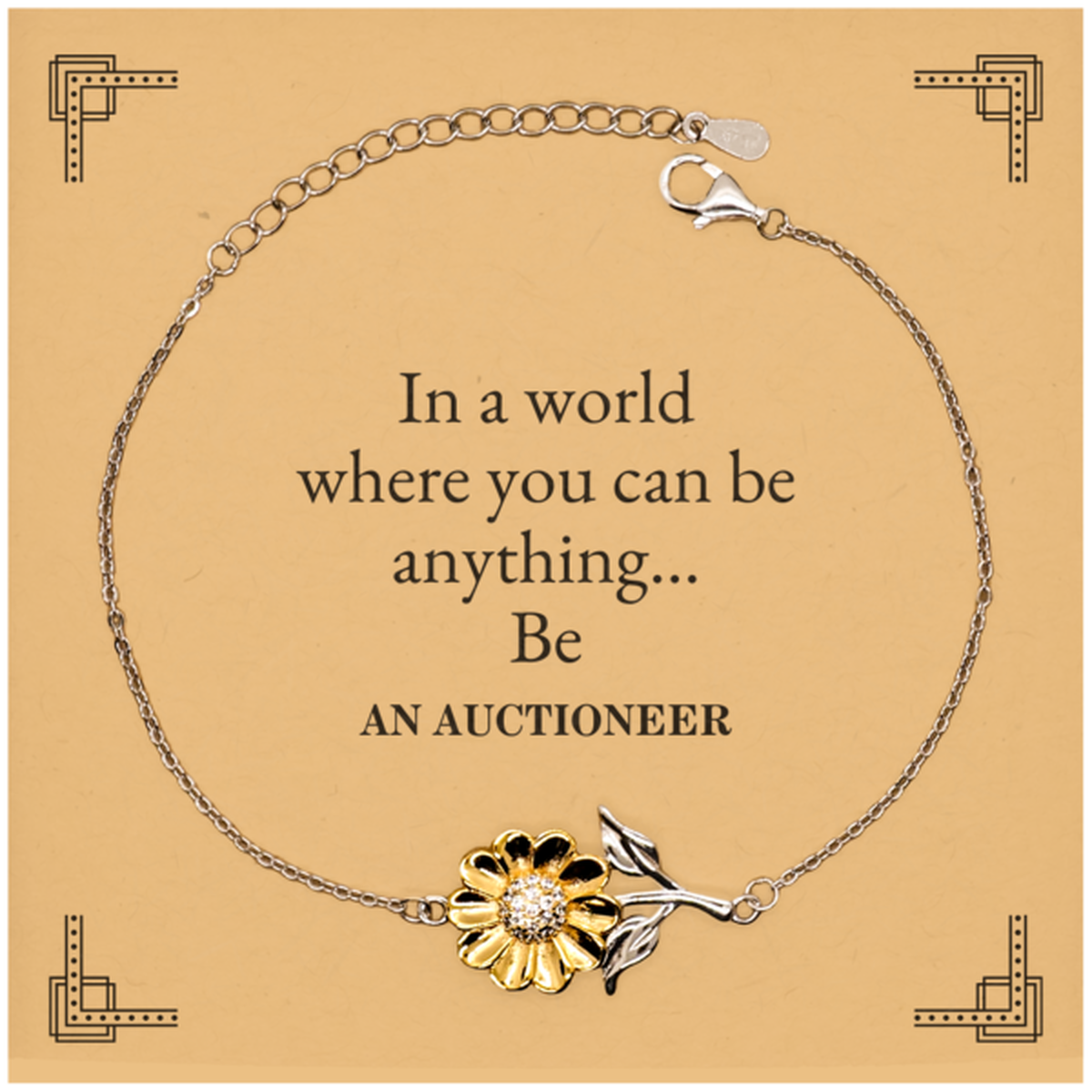 gifts for auctioneer in a world where you can be anything appreciation birthday sunflower bracelet for men women friends coworkers