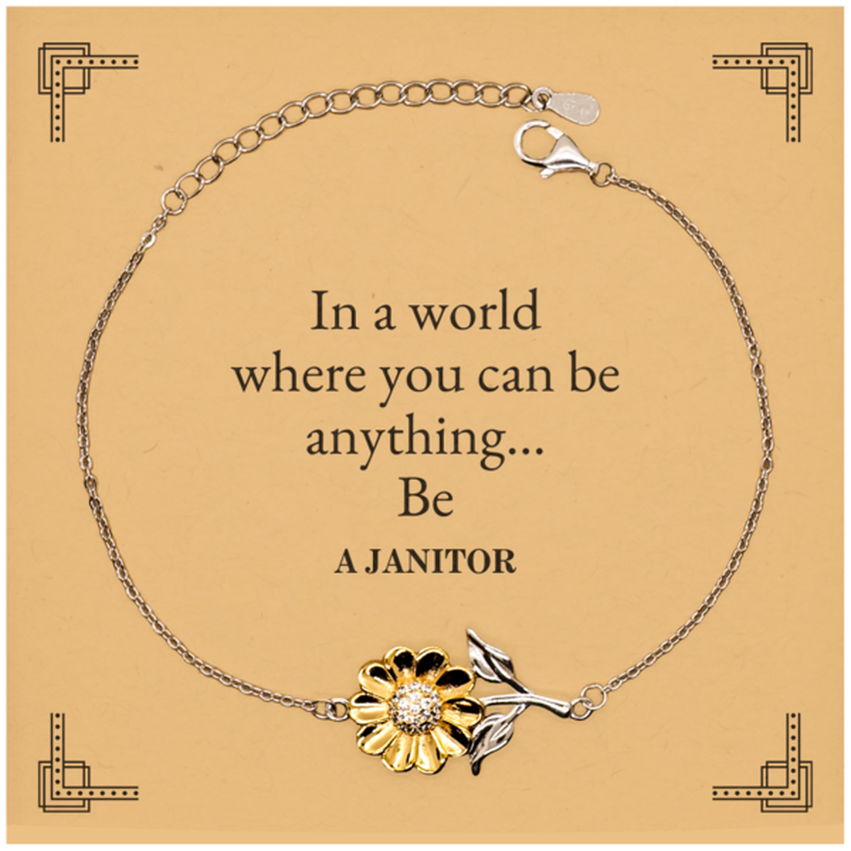 gifts for janitor in a world where you can be anything appreciation birthday sunflower bracelet for men women friends coworkers