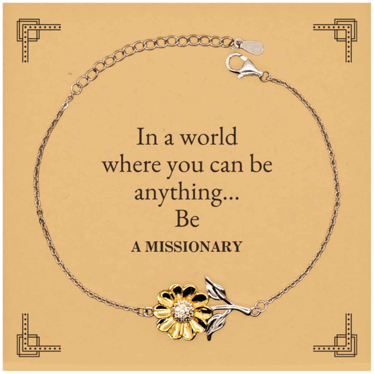 gifts for missionary in a world where you can be anything appreciation birthday sunflower bracelet for men women friends coworkers