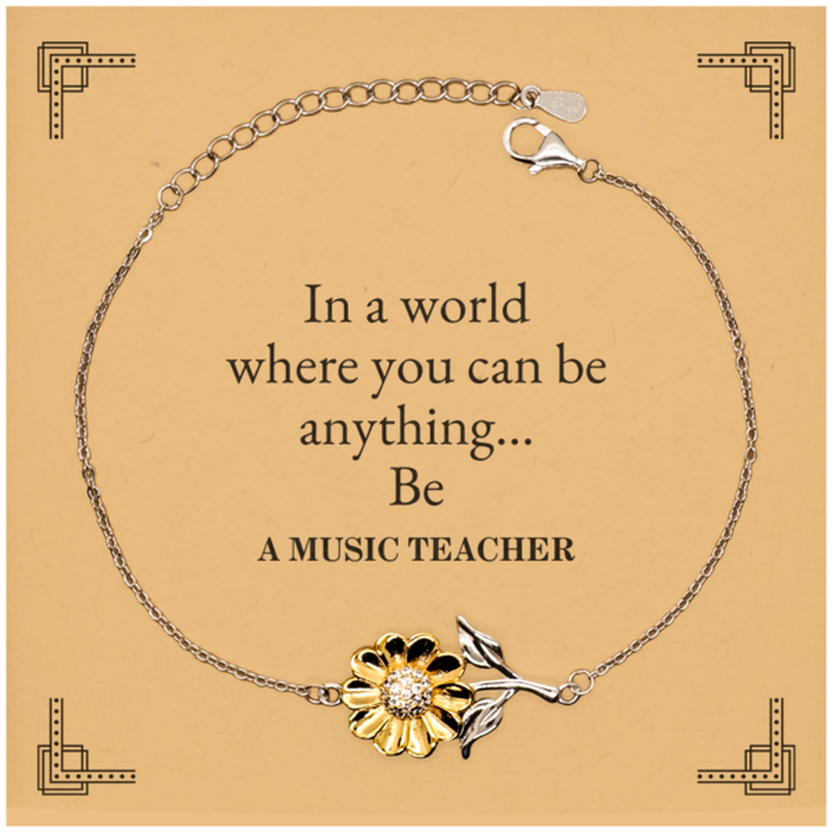 gifts for music teacher in a world where you can be anything appreciation birthday sunflower bracelet for men women friends coworkers