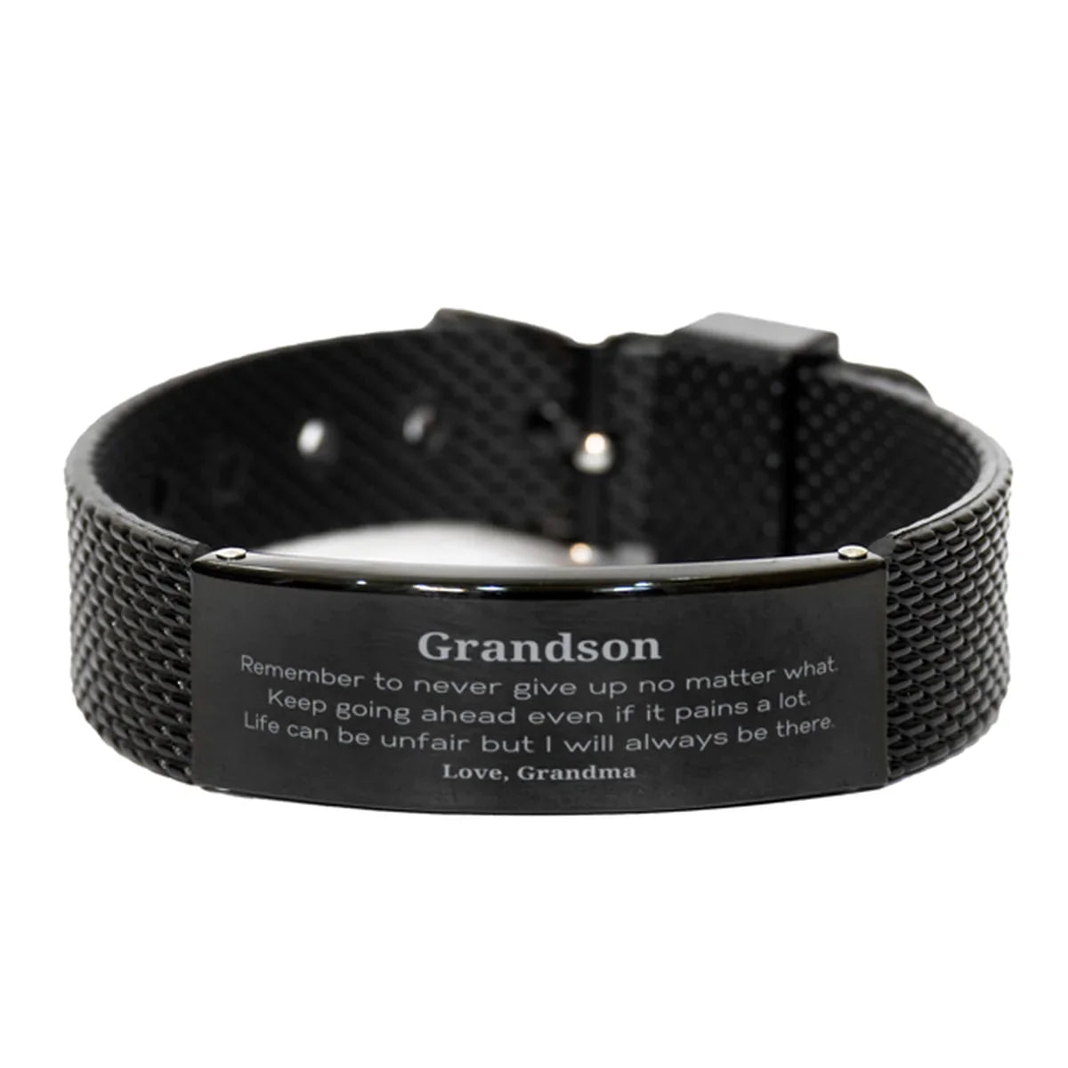 Engraved Black Shark Mesh Bracelet