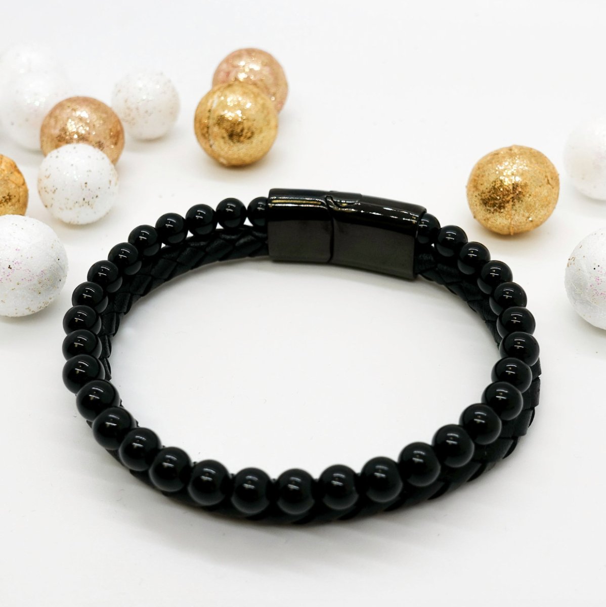 Personalized Stone Leather Bracelet