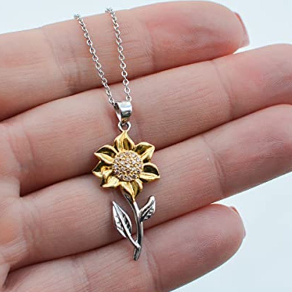 Personalized Message Sunflower Pendant Necklace
