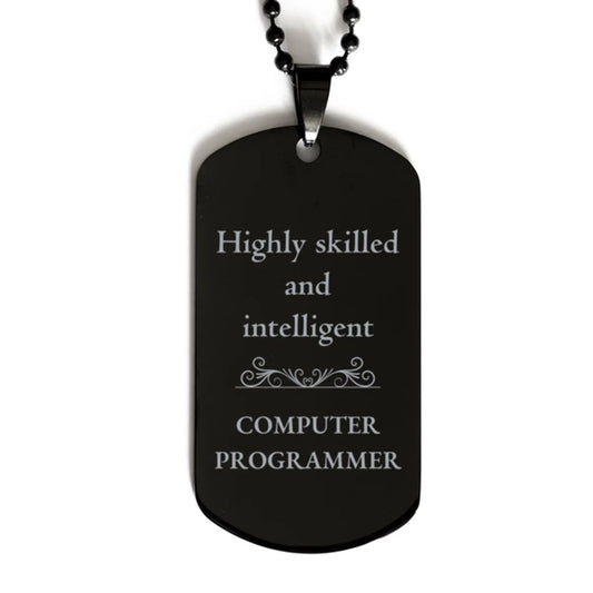 best computer programmer gifts highly skilled and intelligent appreciation birthday black dog tag for computer programmer men women friends coworkers