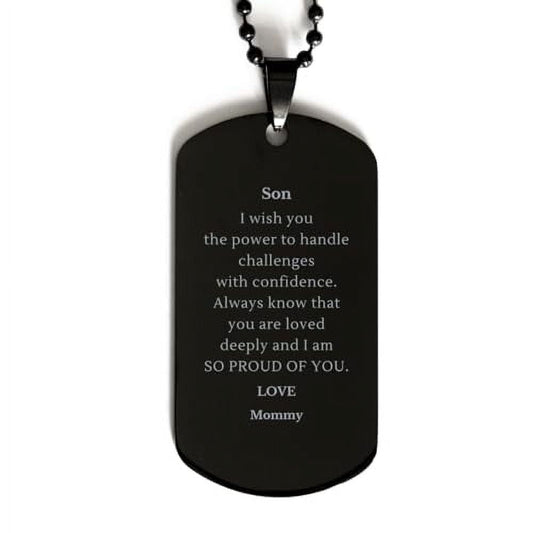 amangny engraved black dog tag for son handle challenges with confidence son i hope you know how much you are loved and how proud i am of you perfect graduation gifts