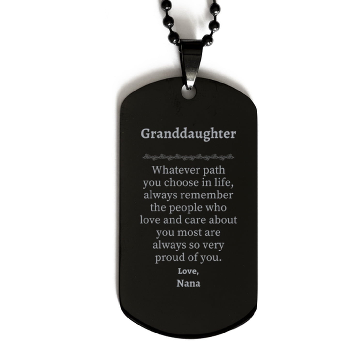 granddaughter black dog tag always so very proud of you inspirational granddaughter birthday supporting gifts from nana